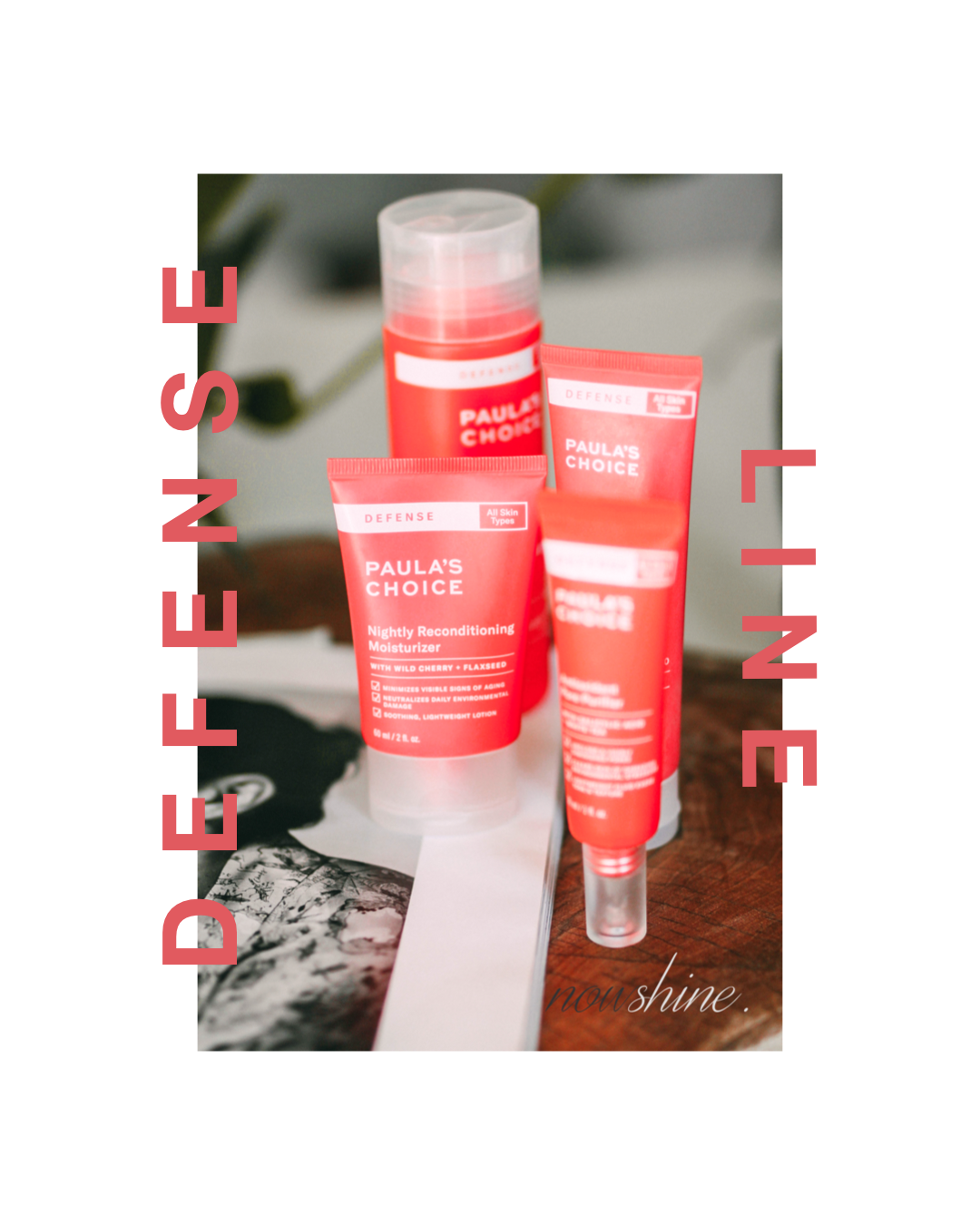 Paula´s Choice Defense Line - NIGHTLY RECONDITIONING MOISTURIZER - HYDRATING GEL-TO-CREAM CLEANSER - ESSENTIAL GLOW MOISTURIZER SPF 30 - ANTIOXIDANT PORE PURIFIER